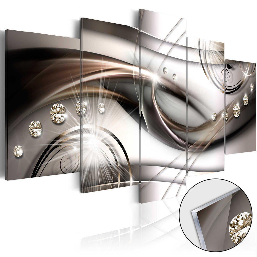 Brown Glitter Stripes Abstract Acrylic Print