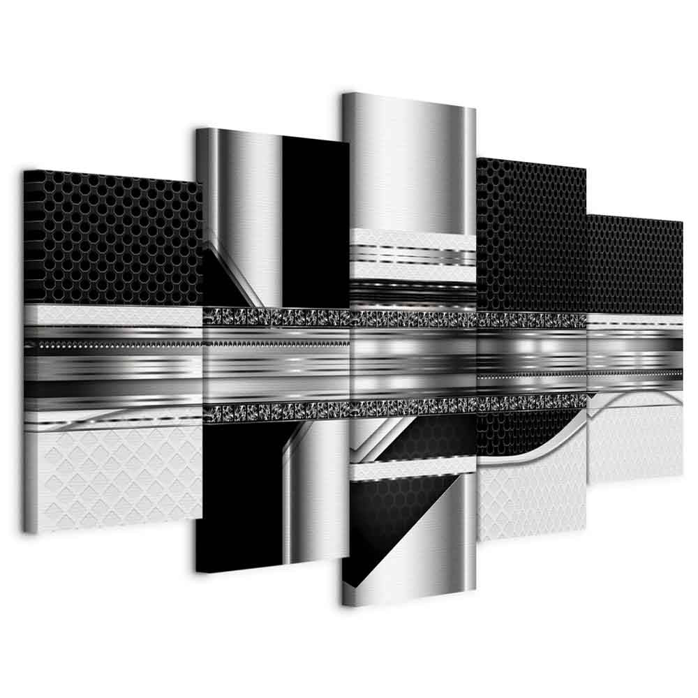 Silver Striped Abstract Modern Canvas Print