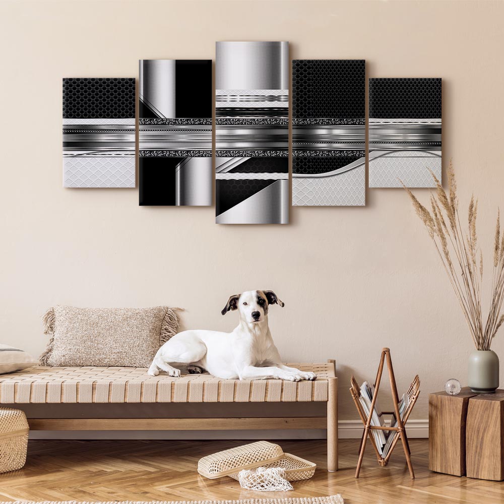 Silver Striped Abstract Modern Canvas Print