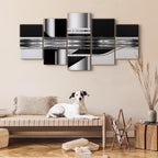 Silver Striped Abstract Modern Canvas Print