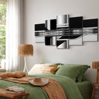 Silver Striped Abstract Modern Canvas Print
