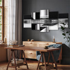 Silver Striped Abstract Modern Canvas Print