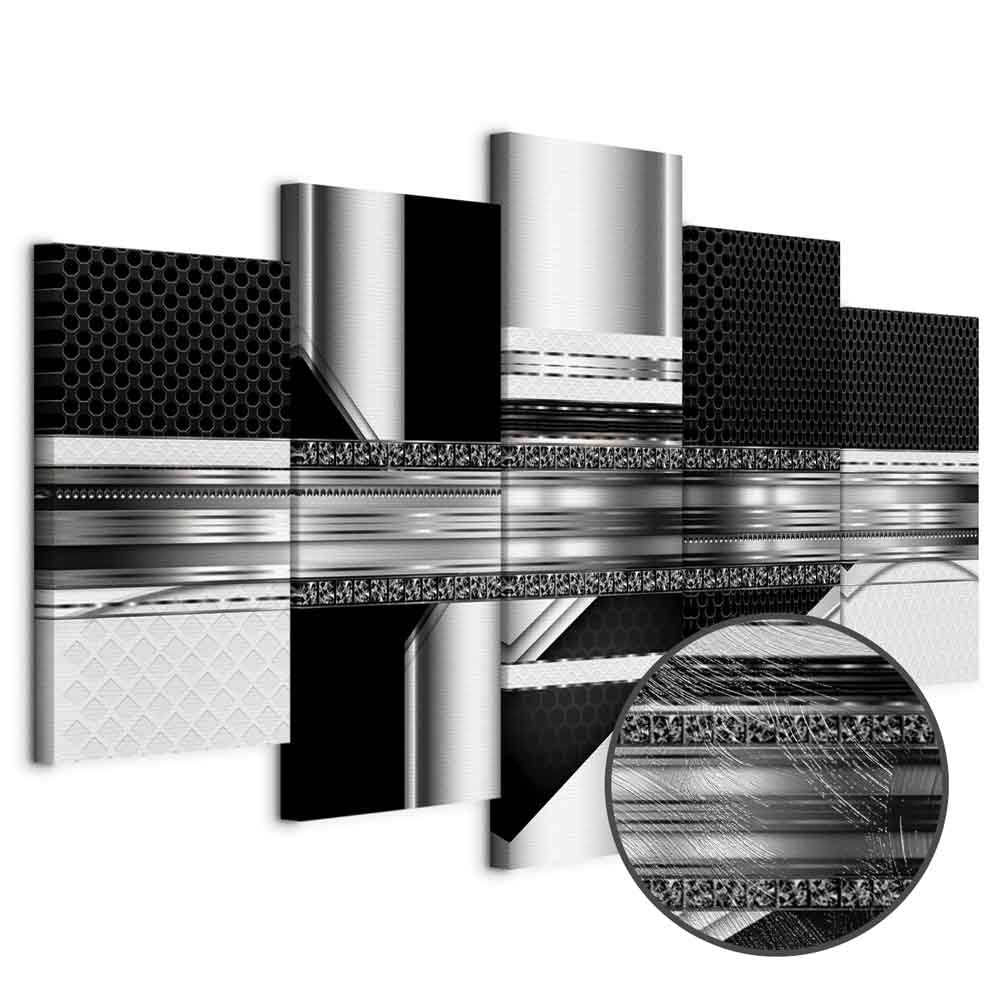 Silver Striped Abstract Modern Canvas Print