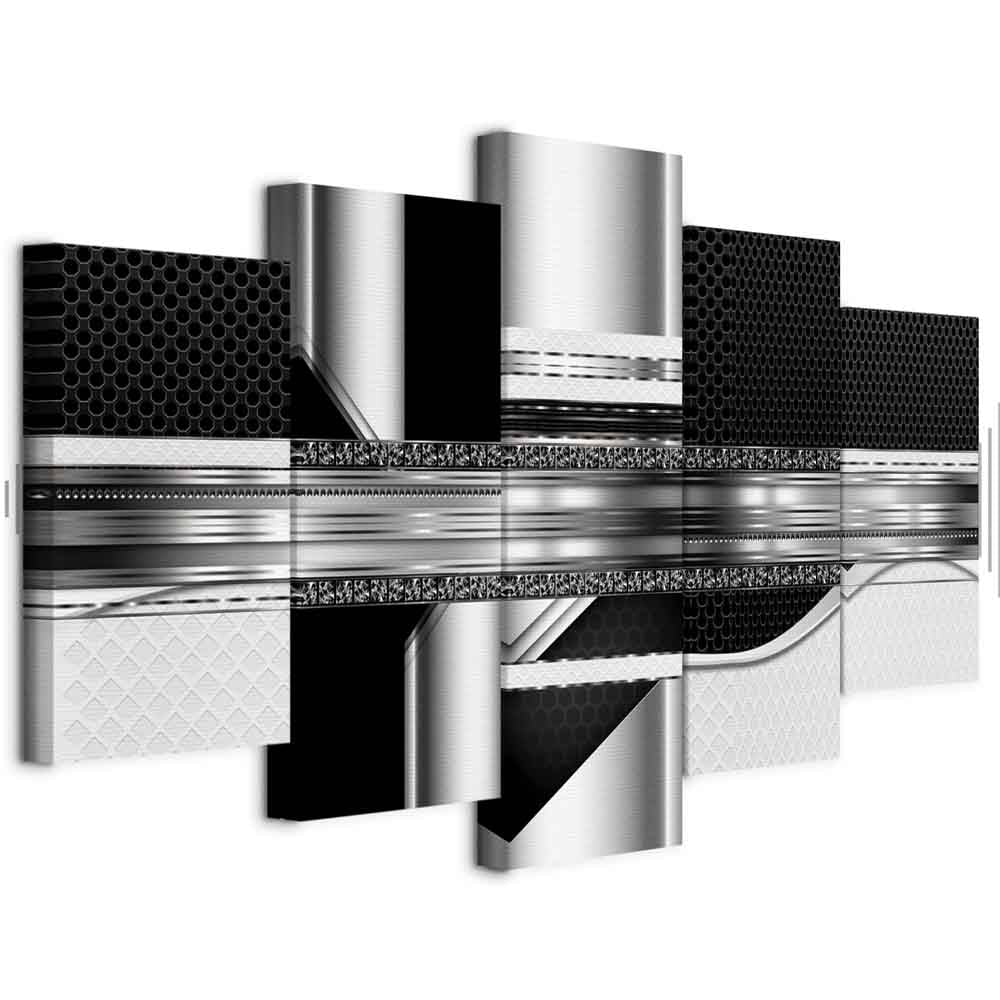 Silver Striped Abstract Modern Canvas Print