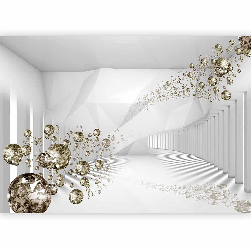 Diamond Corridor 3D Geometric Grey Wall Mural