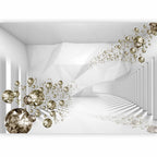 Diamond Corridor 3D Geometric Grey Wall Mural