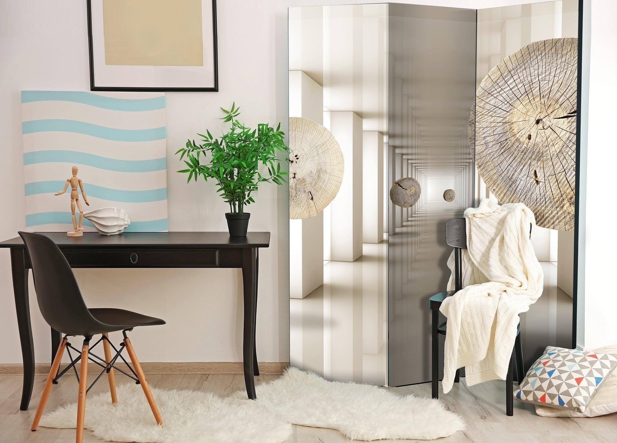 Futuristic Forest Geometric 3D Room Divider