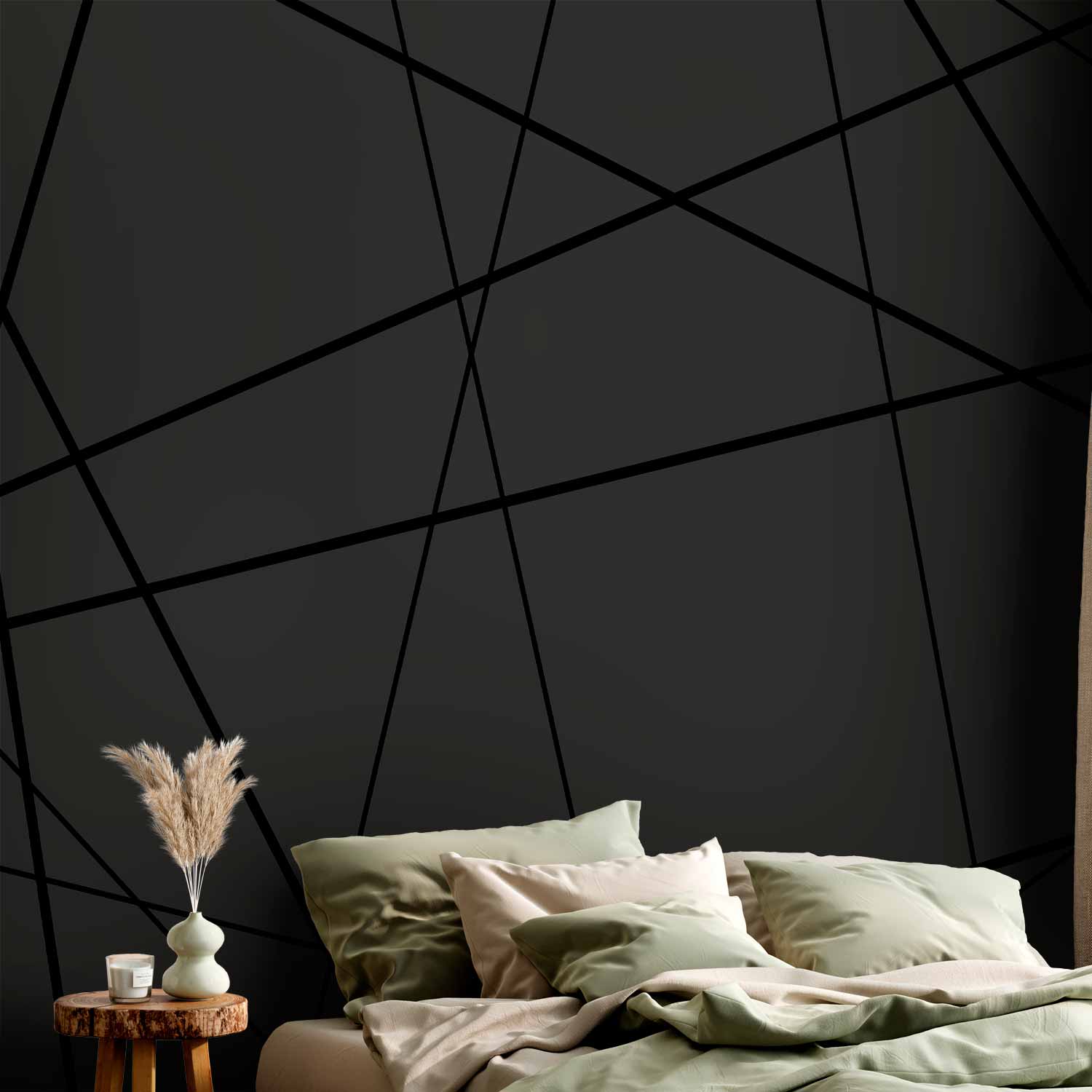 Dark Geometric Stripe Pattern Wall Mural
