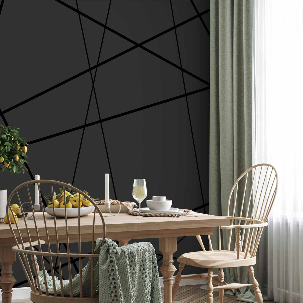 Dark Geometric Stripe Pattern Wall Mural