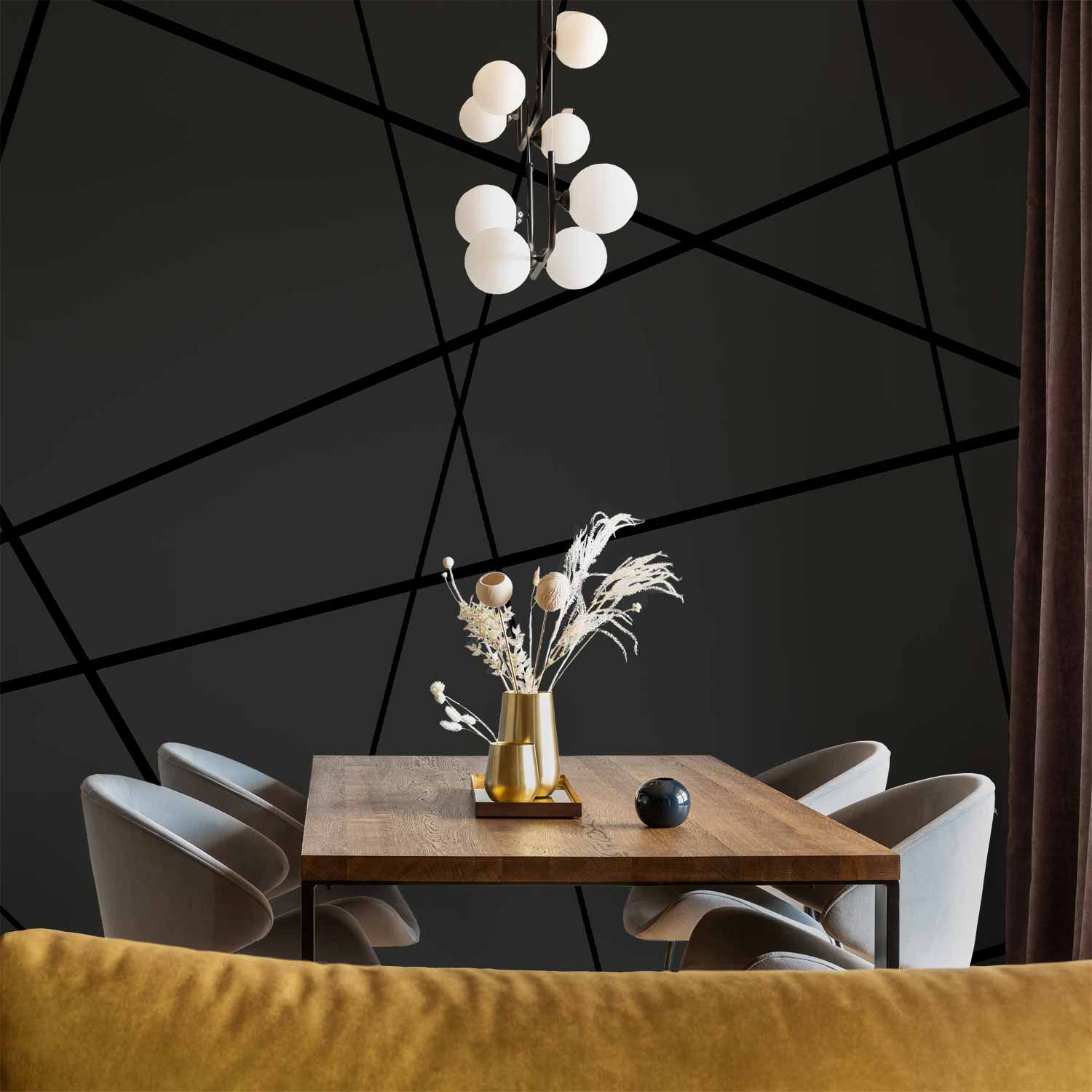 Dark Geometric Stripe Pattern Wall Mural