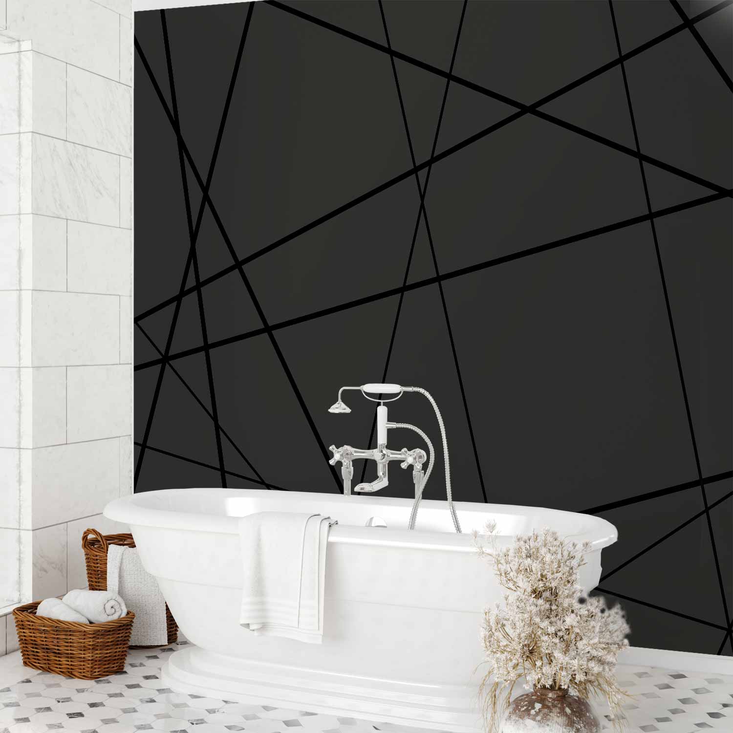 Dark Geometric Stripe Pattern Wall Mural