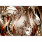 Brown Floral Swirl Abstract Wall Mural
