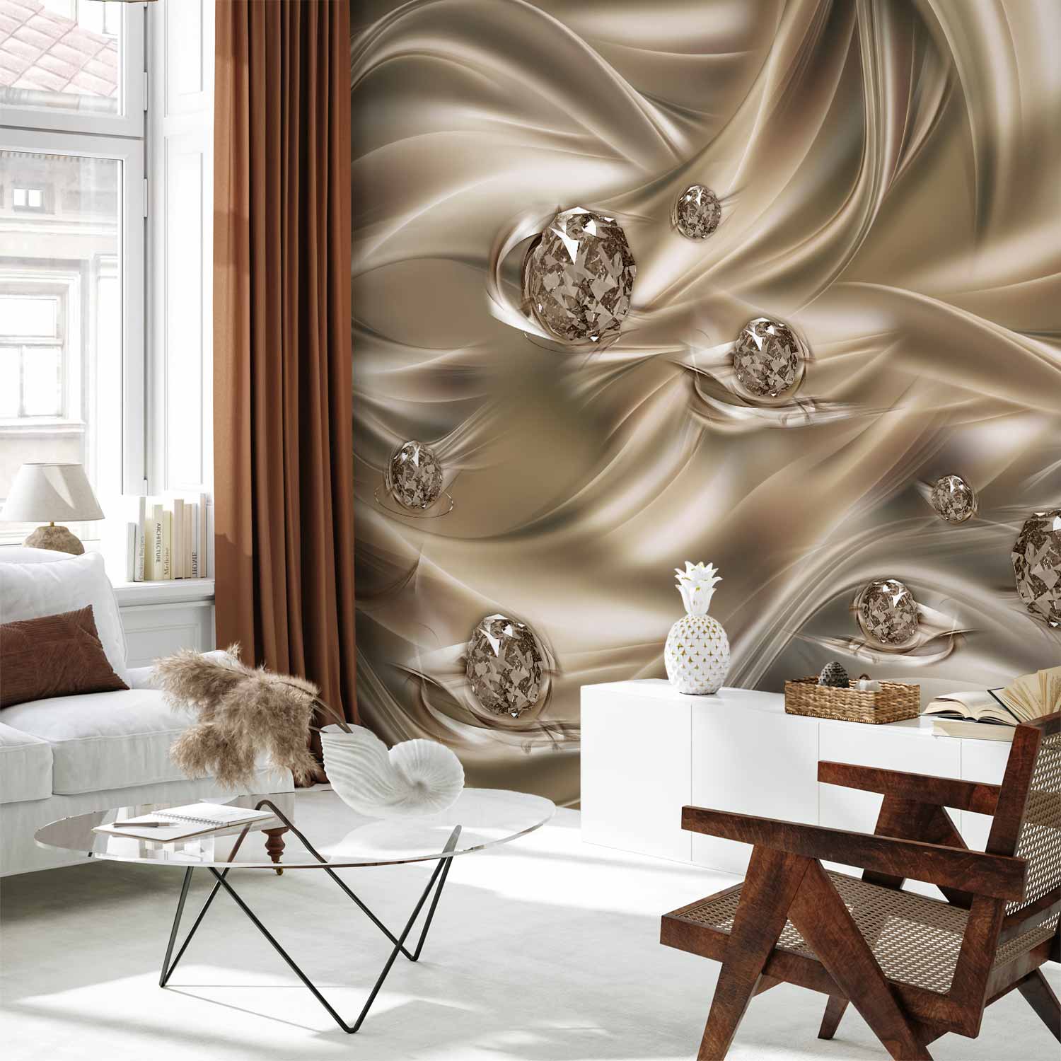 Abstract Velvet Waves Diamond Wall Mural