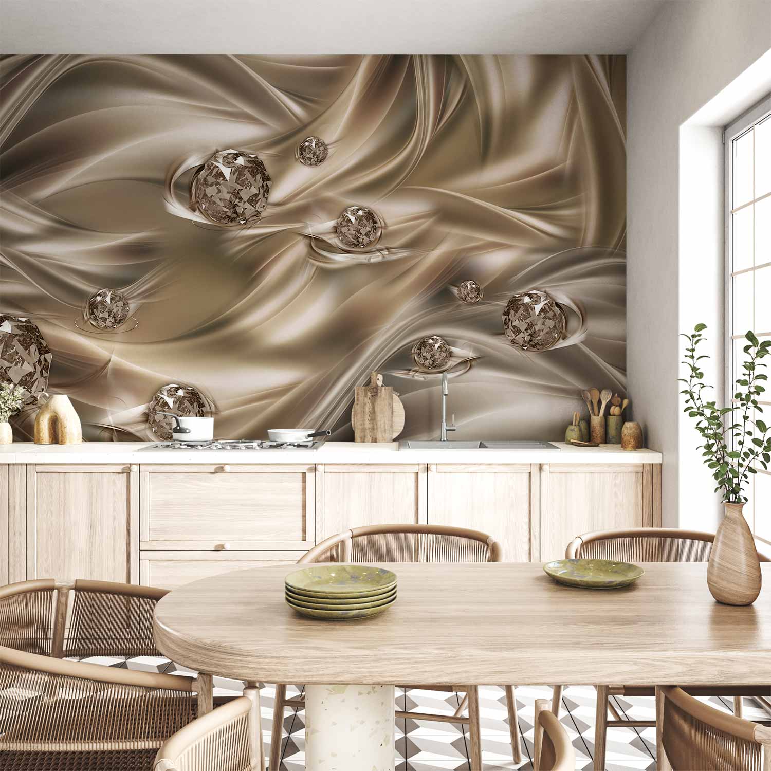 Abstract Velvet Waves Diamond Wall Mural