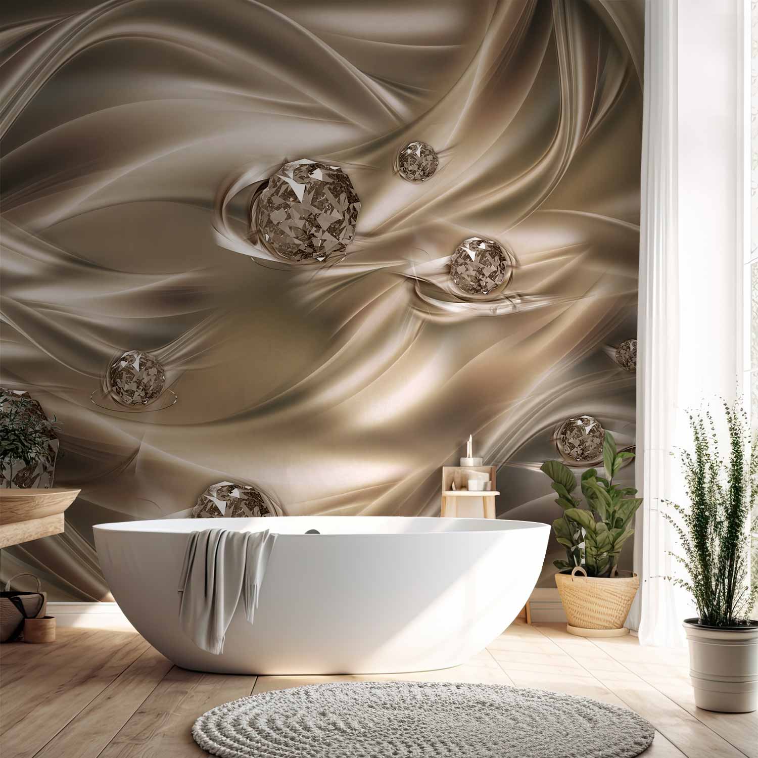 Abstract Velvet Waves Diamond Wall Mural
