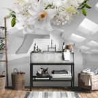 Abstract Geometric Floral Grey Wall Mural
