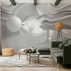 White Corridor 3D Geometric Wall Mural