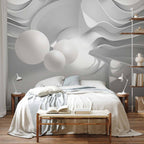 White Corridor 3D Geometric Wall Mural
