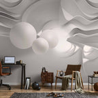 White Corridor 3D Geometric Wall Mural