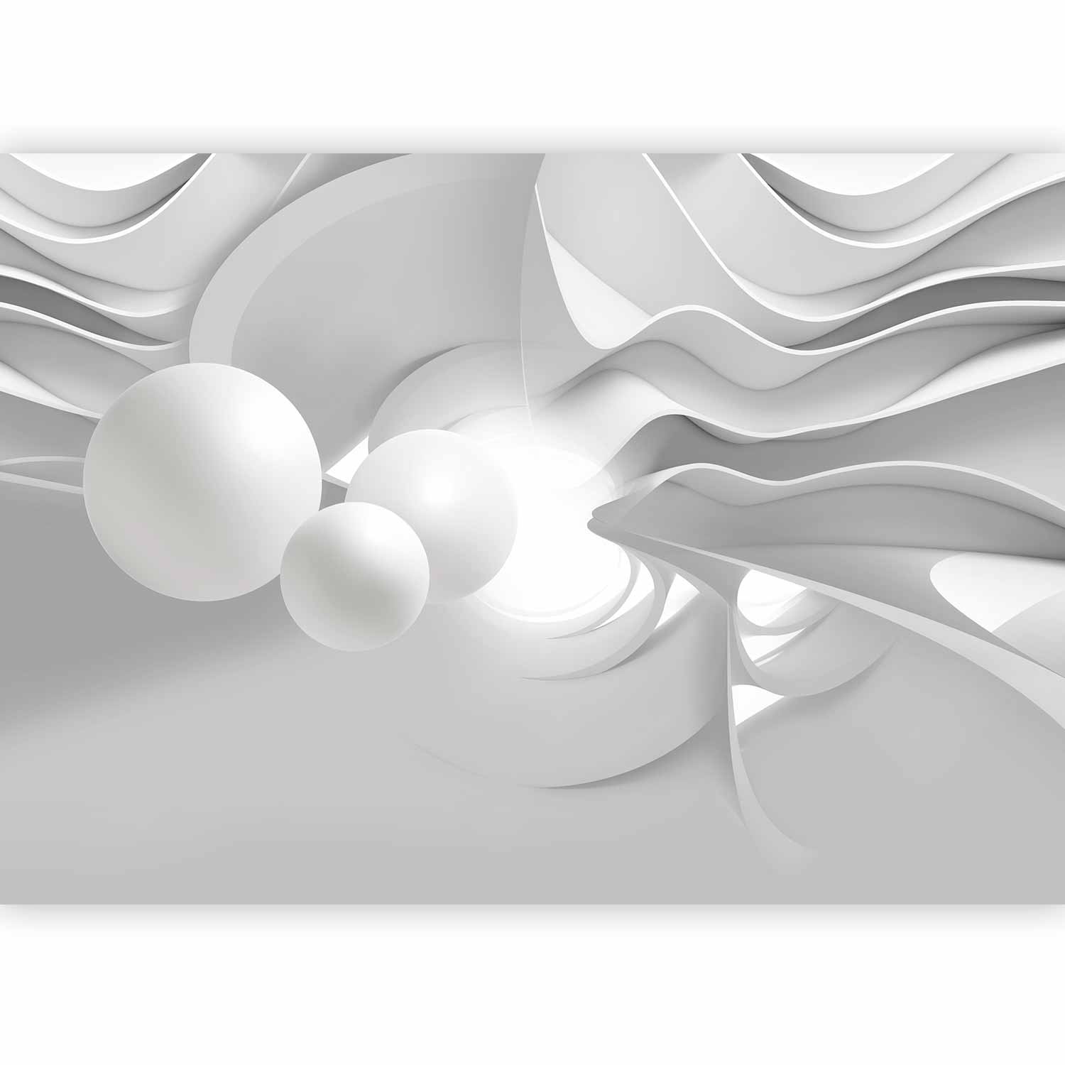 White Corridor 3D Geometric Wall Mural