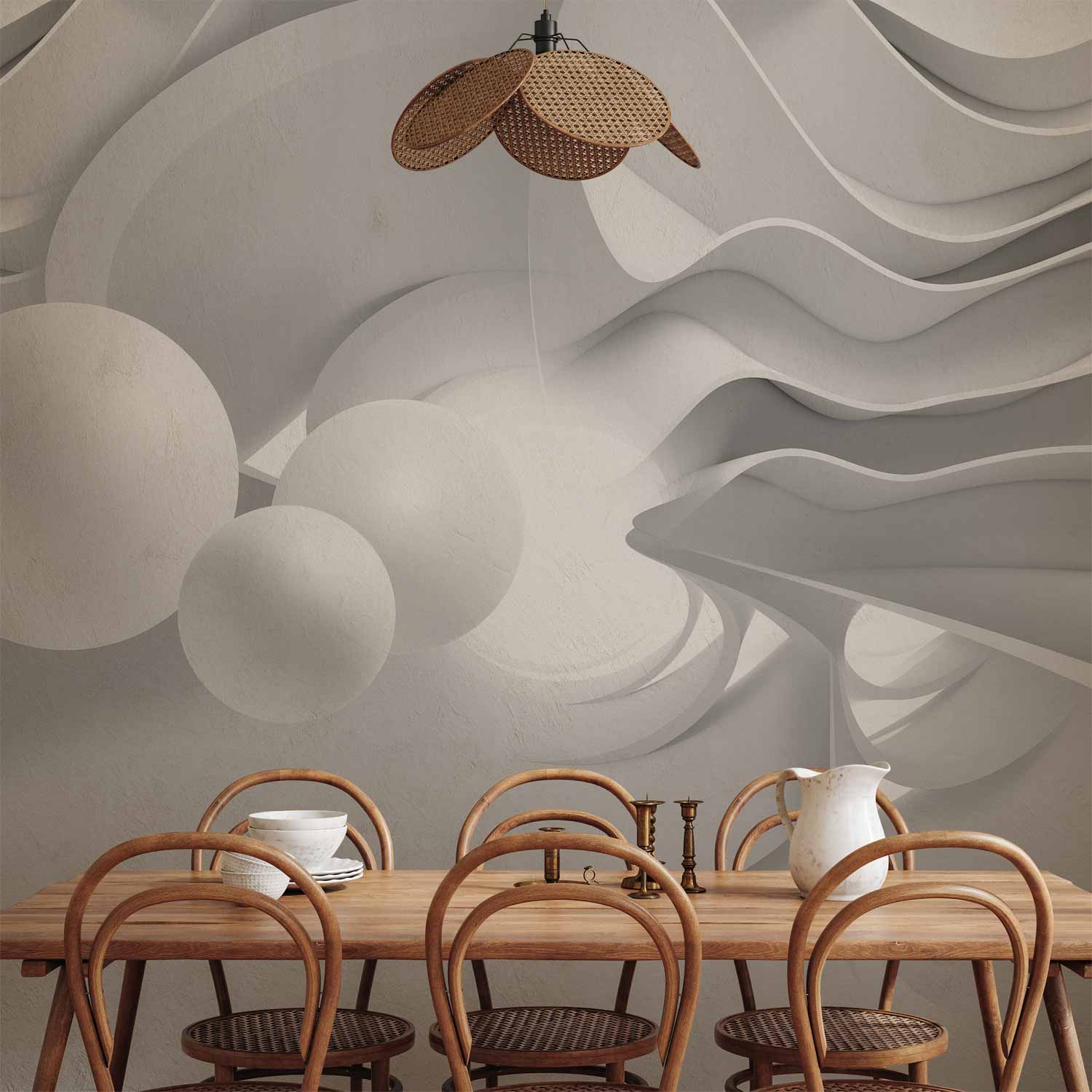 White Corridor 3D Geometric Wall Mural