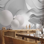 White Corridor 3D Geometric Wall Mural