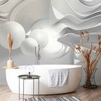 White Corridor 3D Geometric Wall Mural