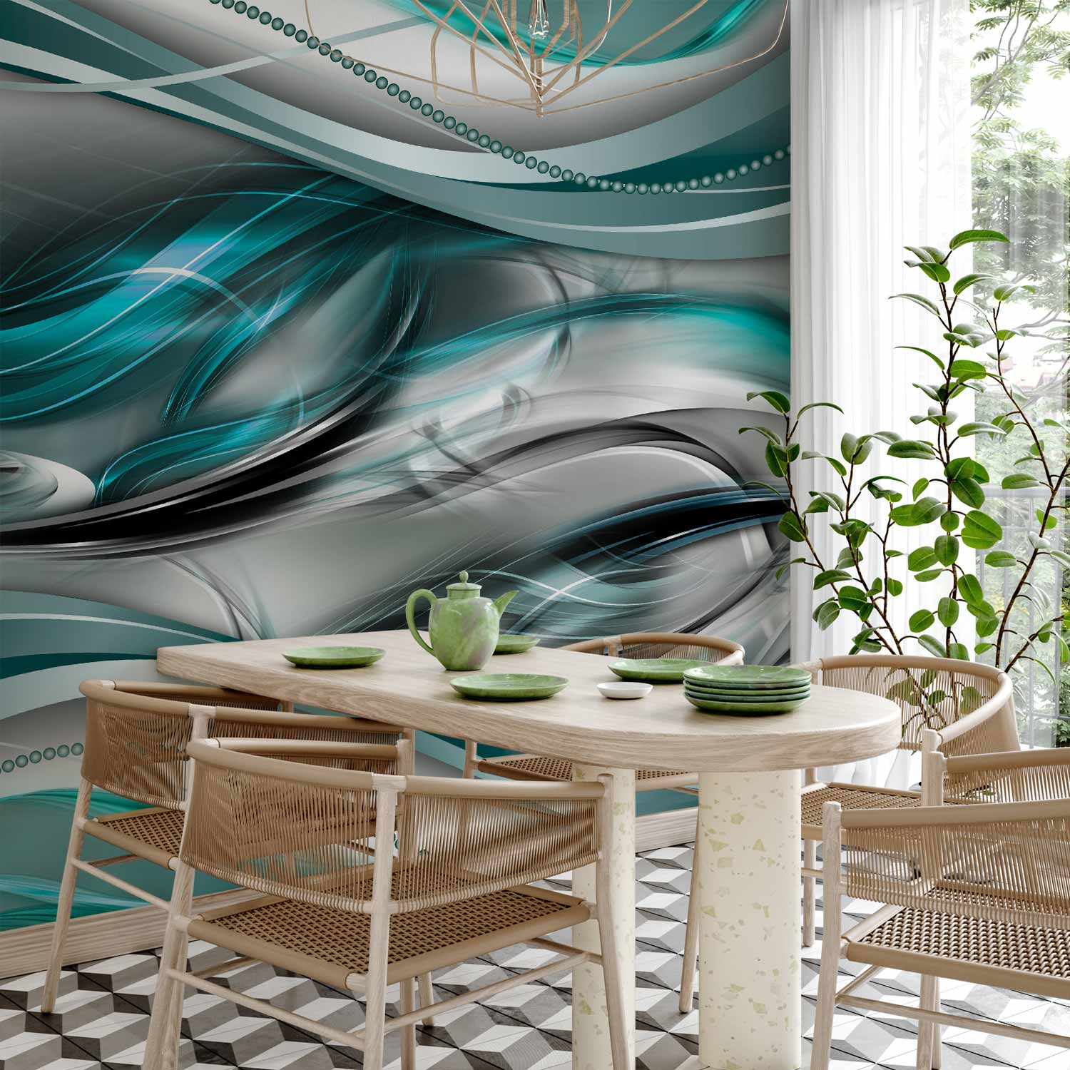Green Abstract Tunnel Wall Mural