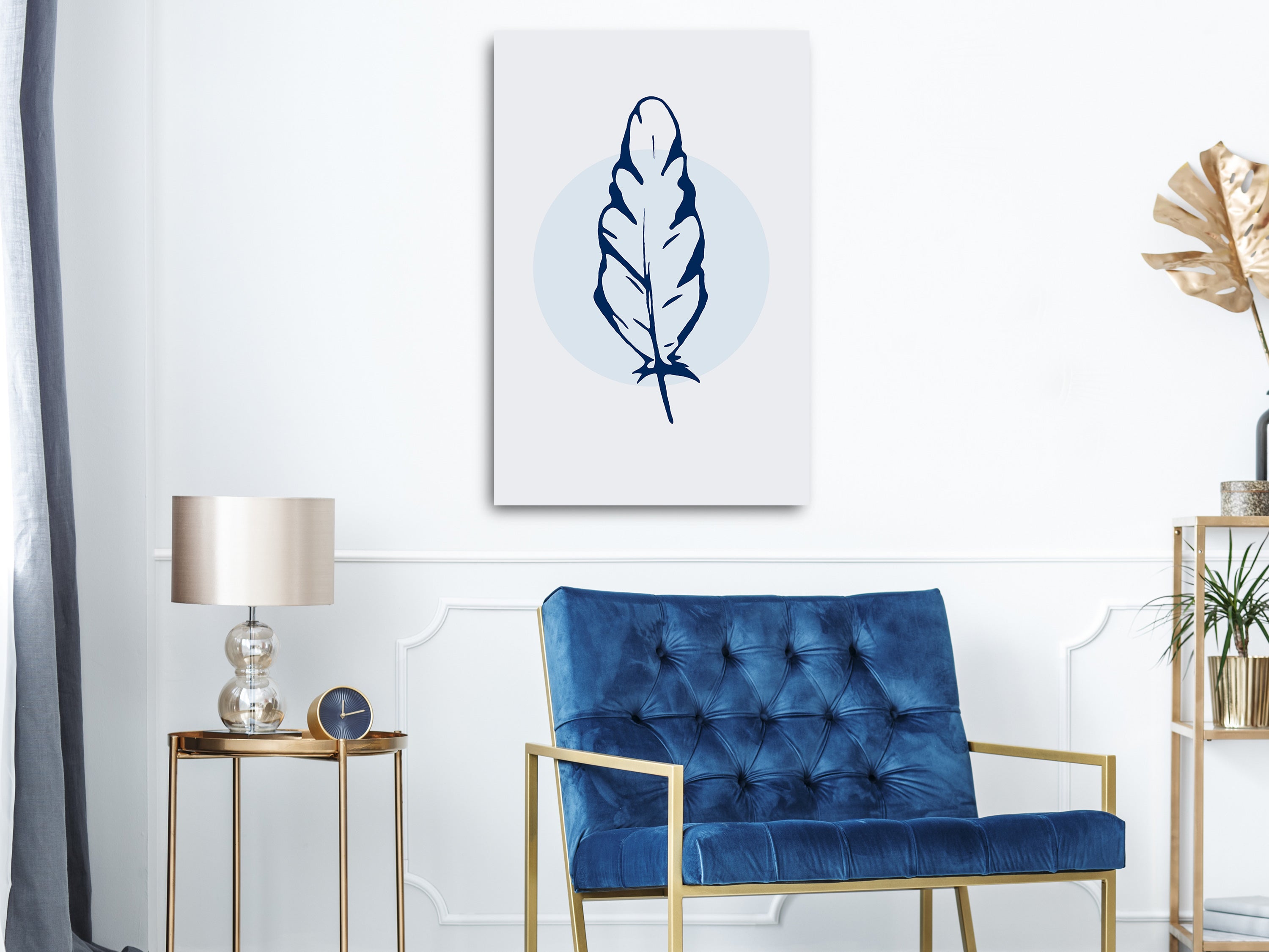 Blue Feather Canvas Print Abstract Home Decor
