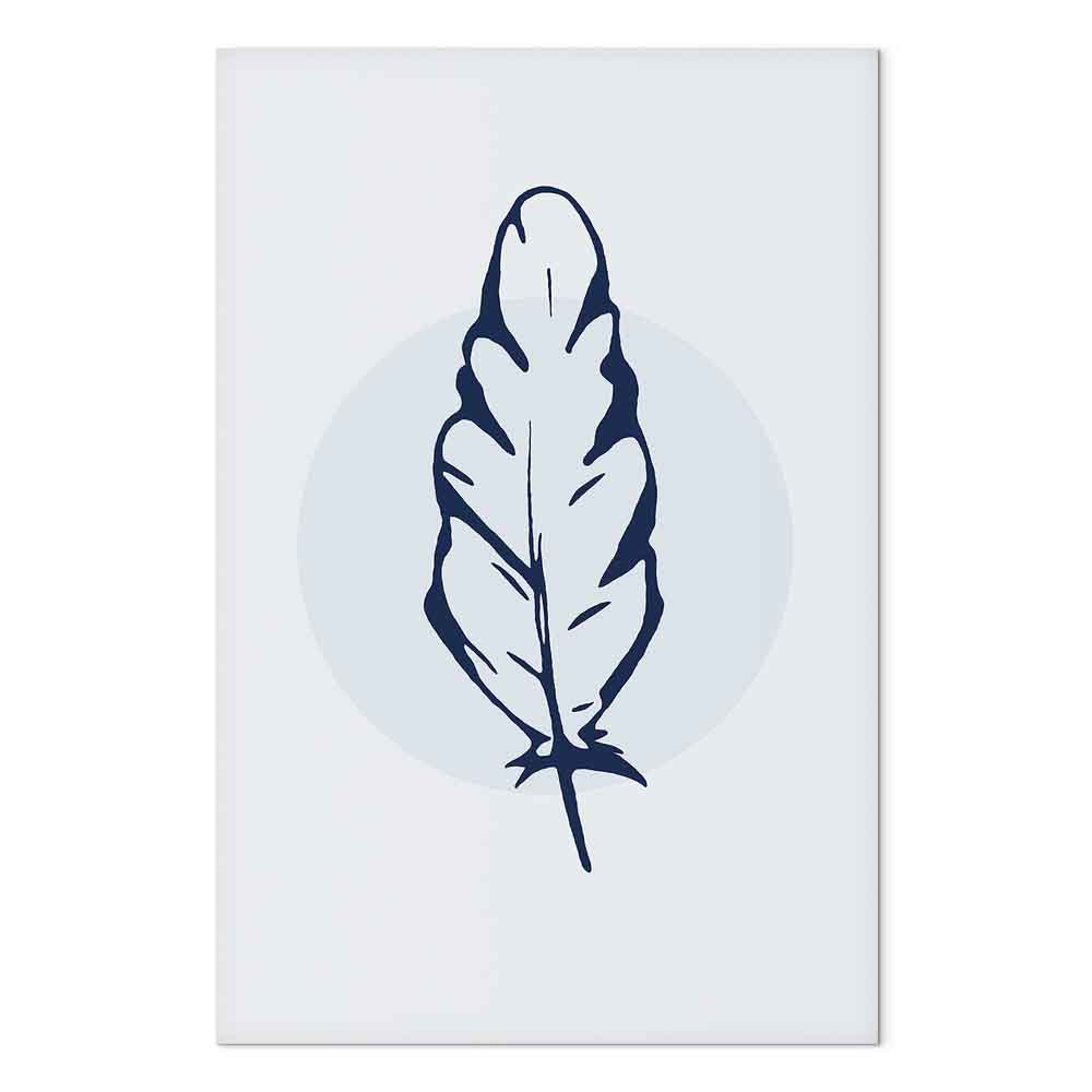 Blue Feather Abstract Vertical Canvas Print