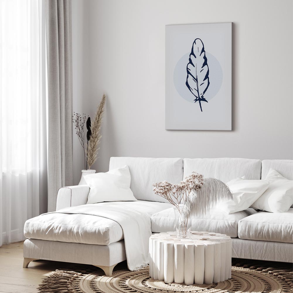 Blue Feather Abstract Vertical Canvas Print