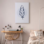 Blue Feather Abstract Vertical Canvas Print