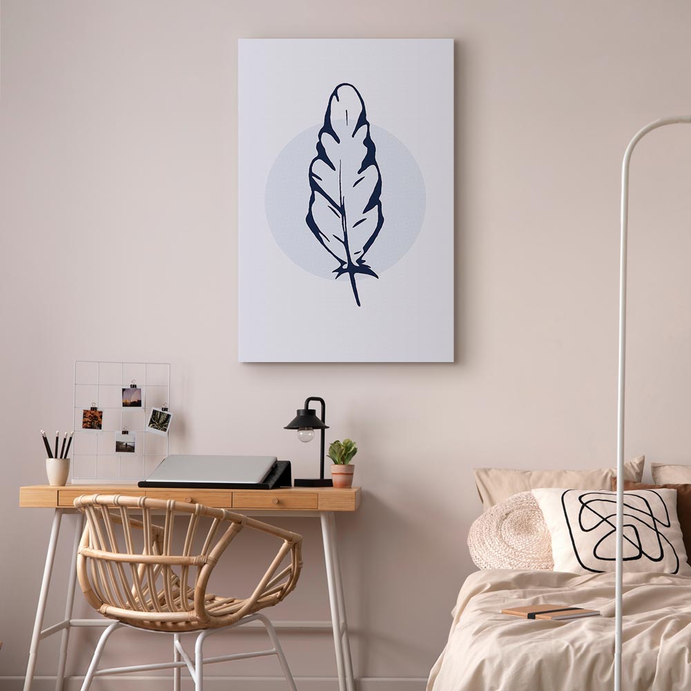 Blue Feather Abstract Vertical Canvas Print