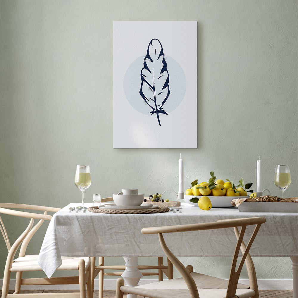 Blue Feather Abstract Vertical Canvas Print