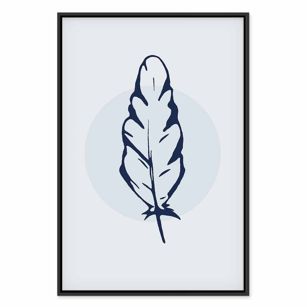 Blue Feather Abstract Vertical Canvas Print