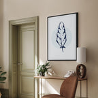 Blue Feather Abstract Vertical Canvas Print