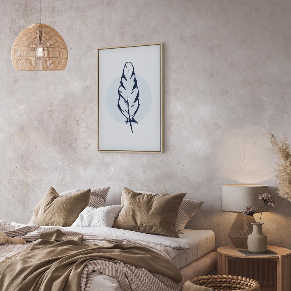 Blue Feather Abstract Vertical Canvas Print