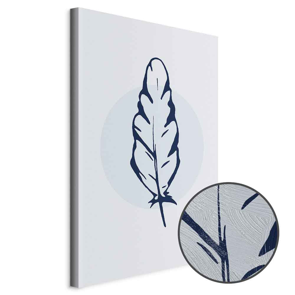 Blue Feather Abstract Vertical Canvas Print