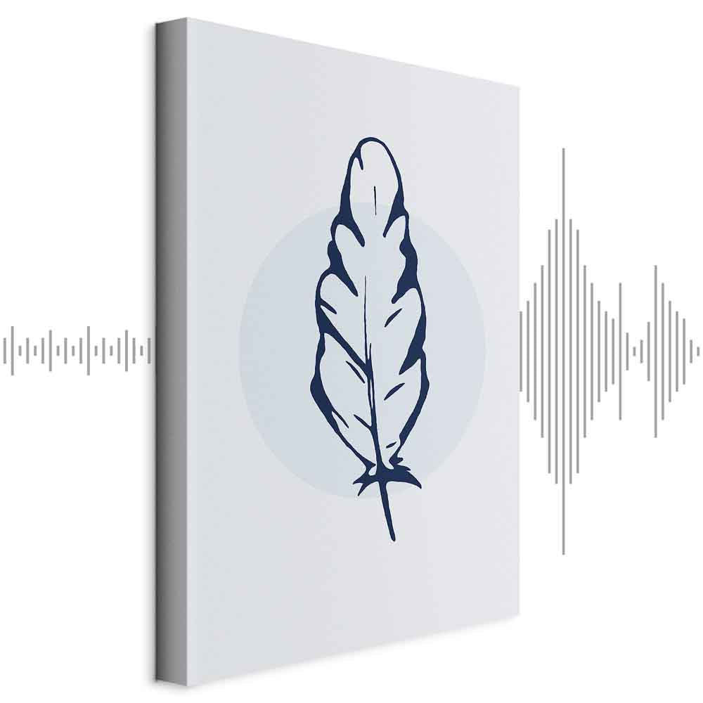 Blue Feather Abstract Vertical Canvas Print