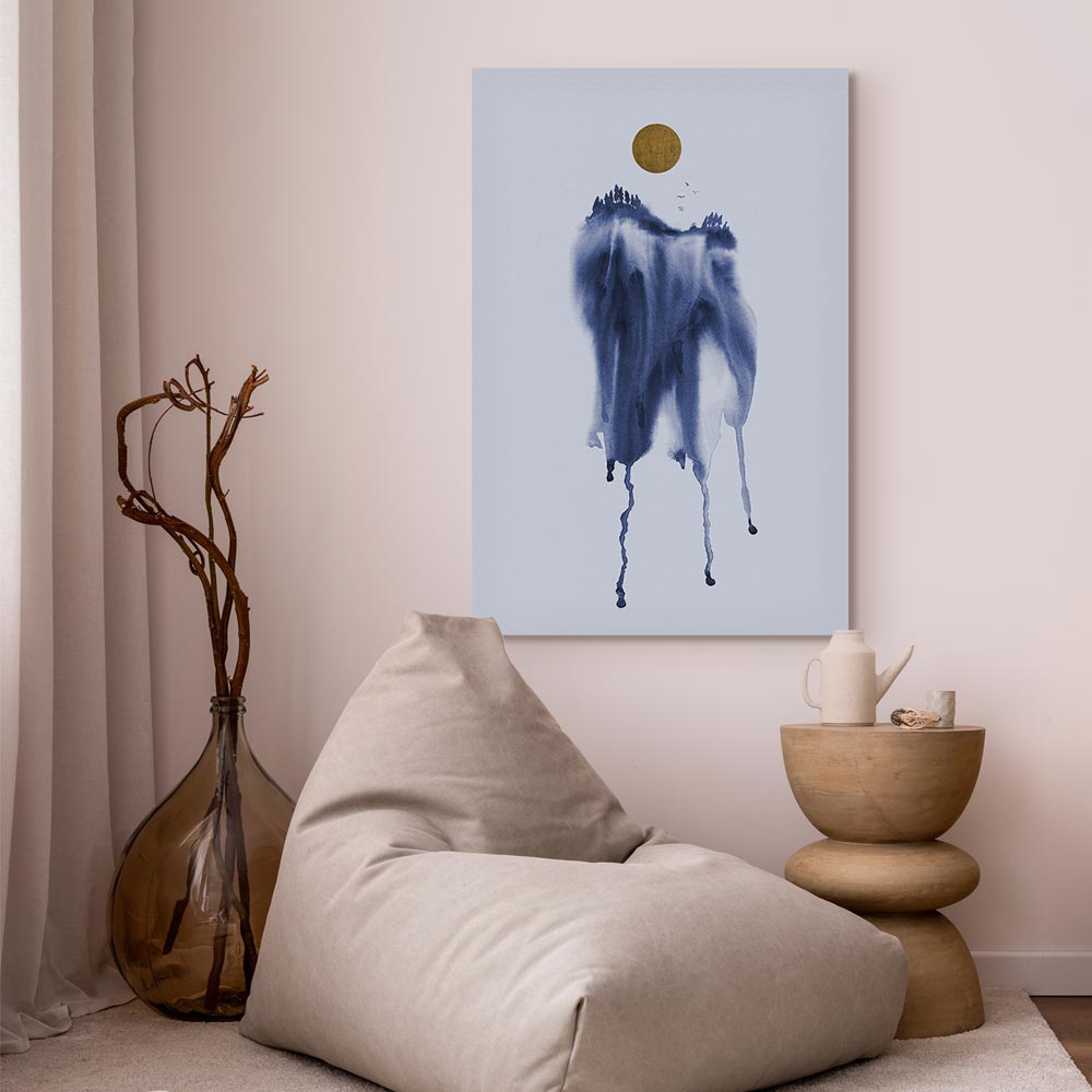 Blue Watercolor Forest Abstract Canvas Print