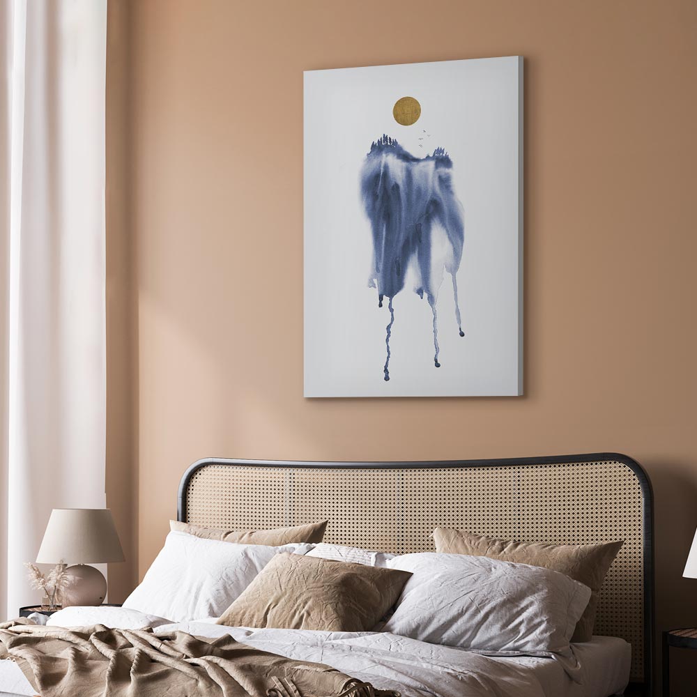 Blue Watercolor Forest Abstract Canvas Print