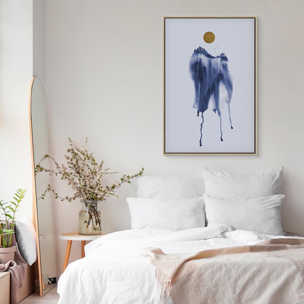 Blue Watercolor Forest Abstract Canvas Print