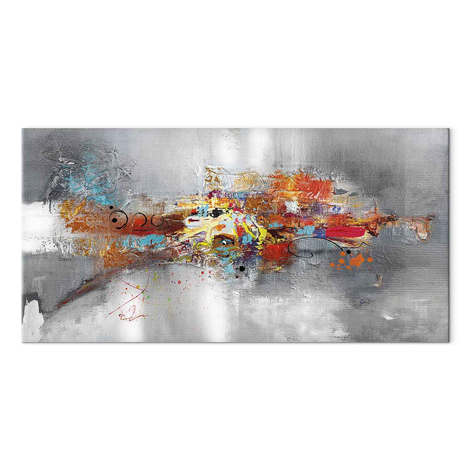 Abstract Grey Textured Wide Canvas Print