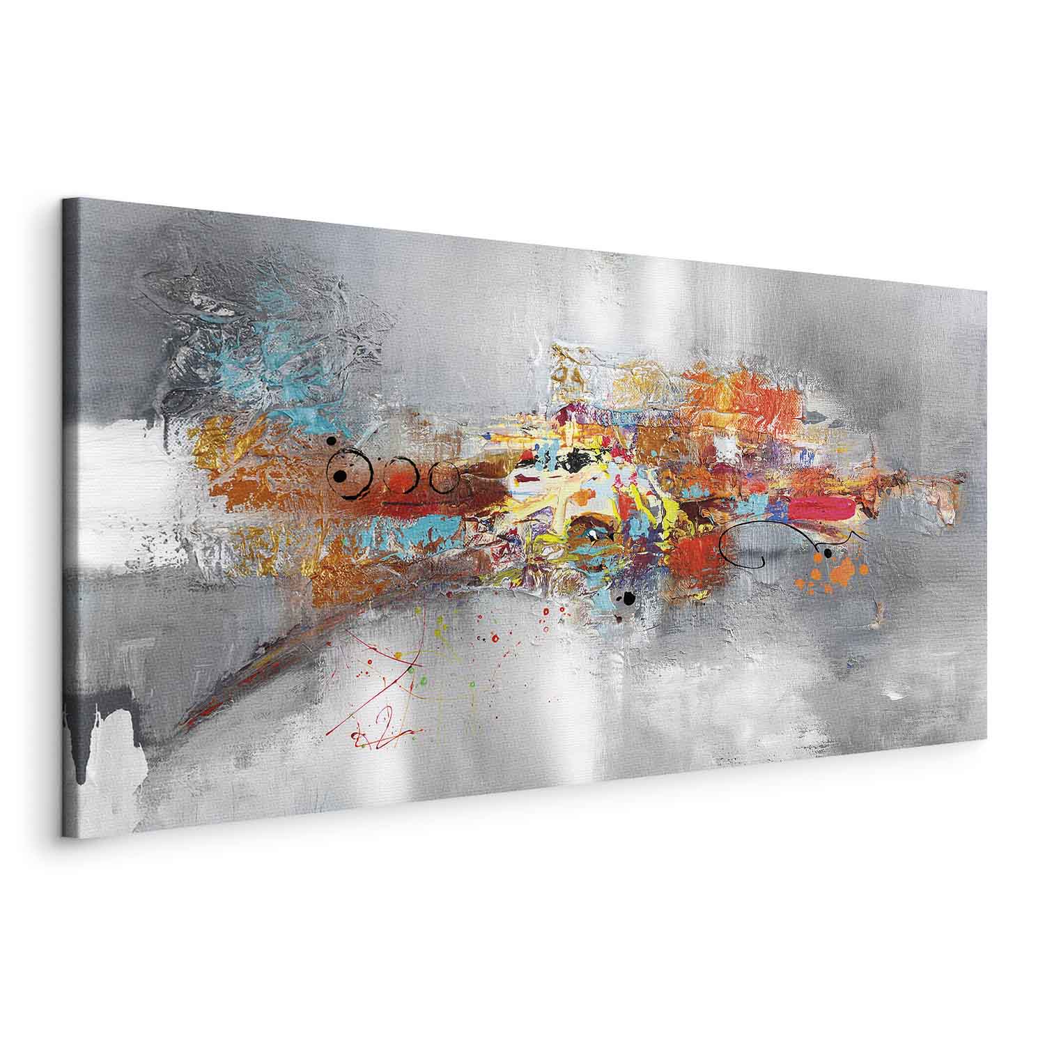 Abstract Grey Textured Wide Canvas Print