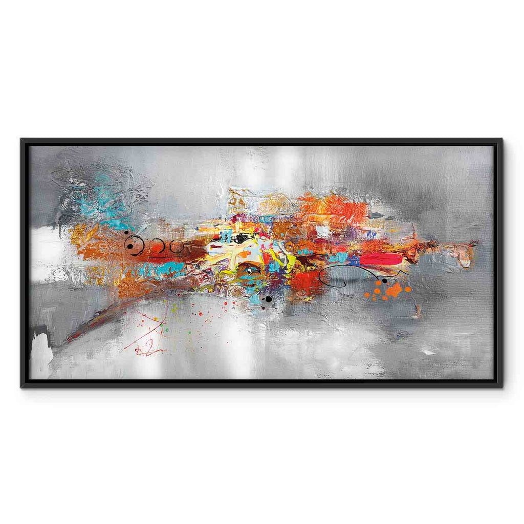 Abstract Grey Textured Wide Canvas Print