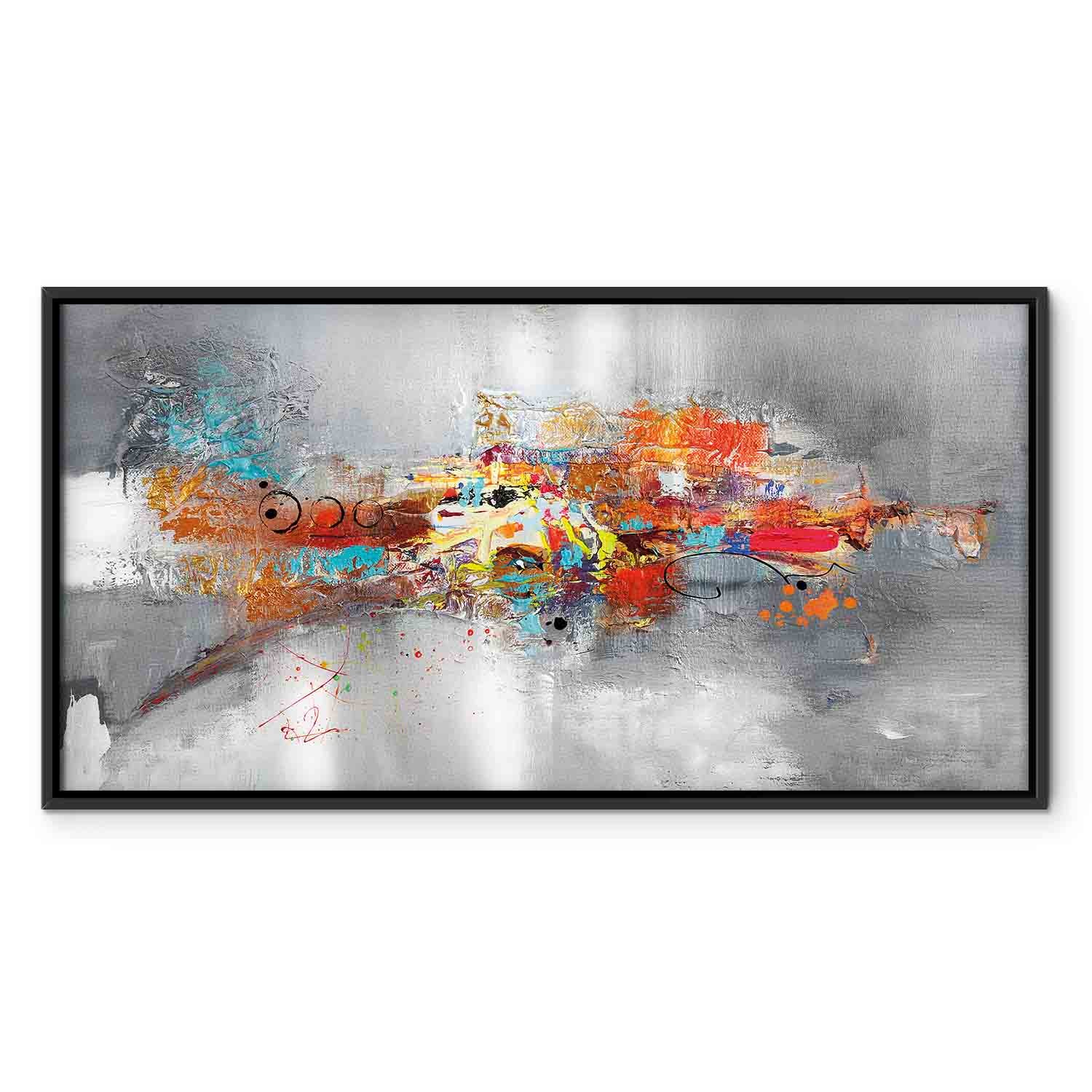 Abstract Grey Textured Wide Canvas Print