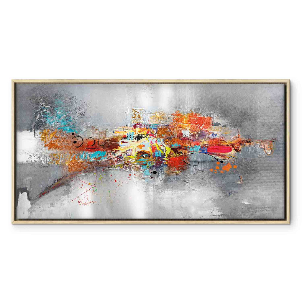 Abstract Grey Textured Wide Canvas Print