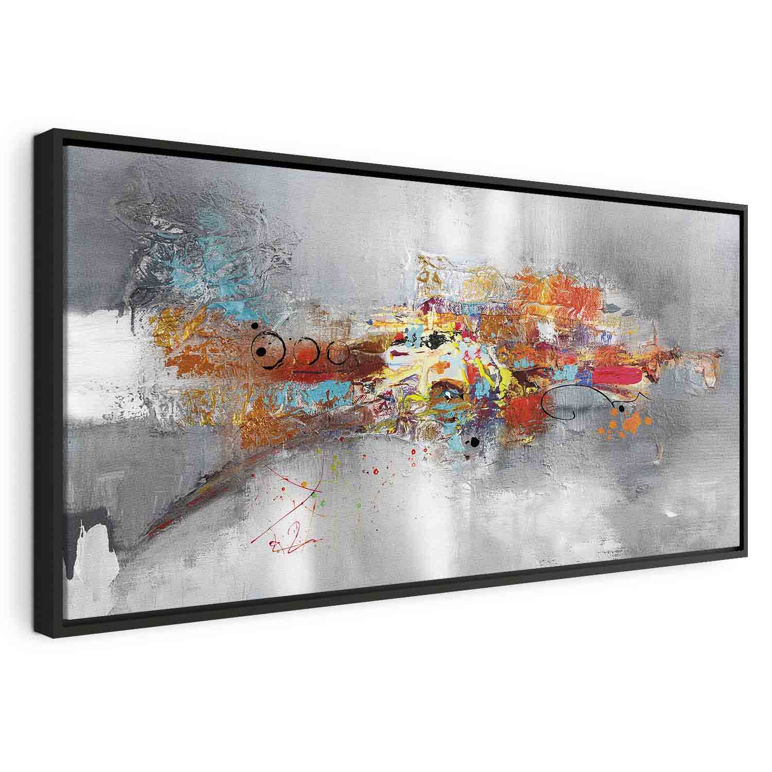 Abstract Grey Textured Wide Canvas Print