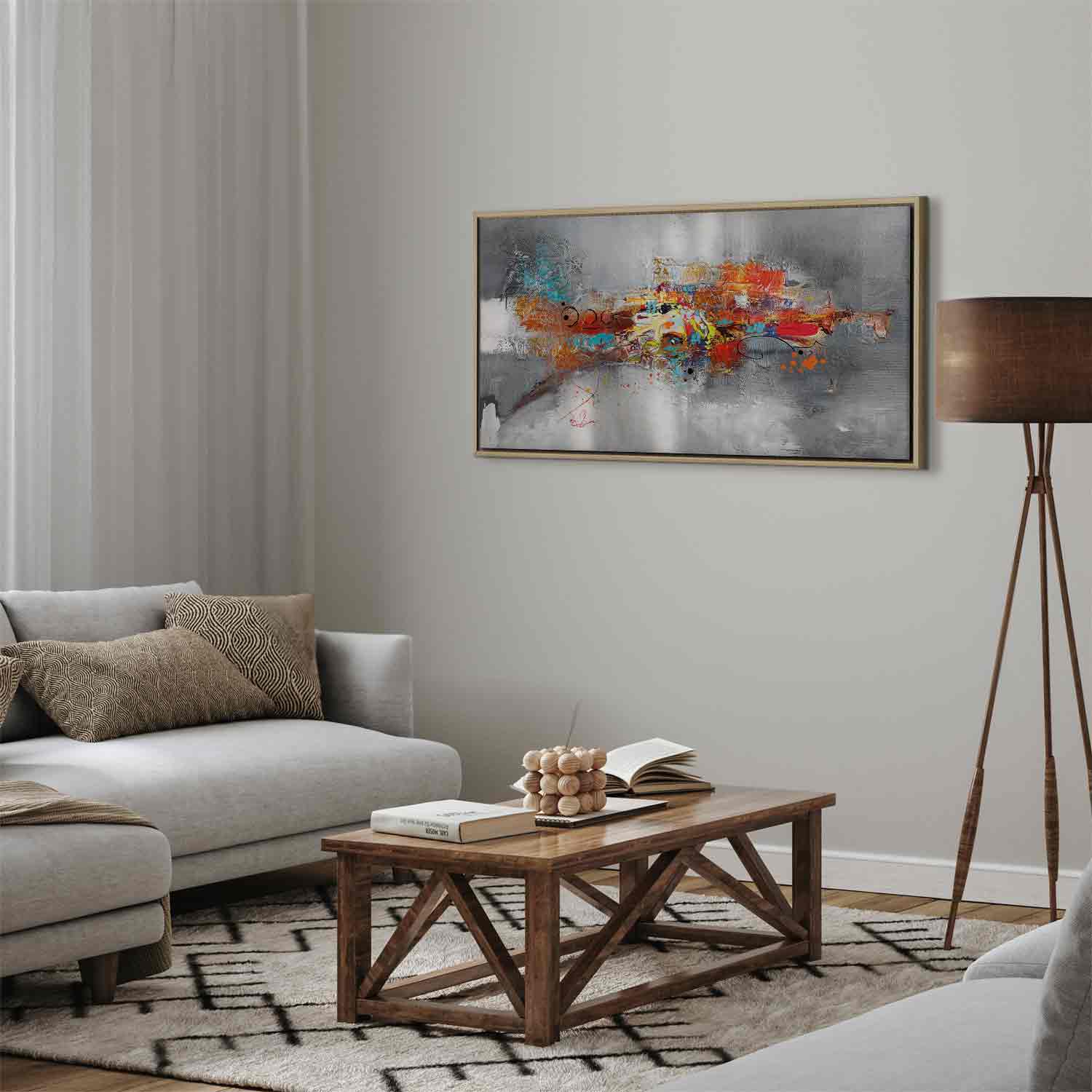 Abstract Grey Textured Wide Canvas Print