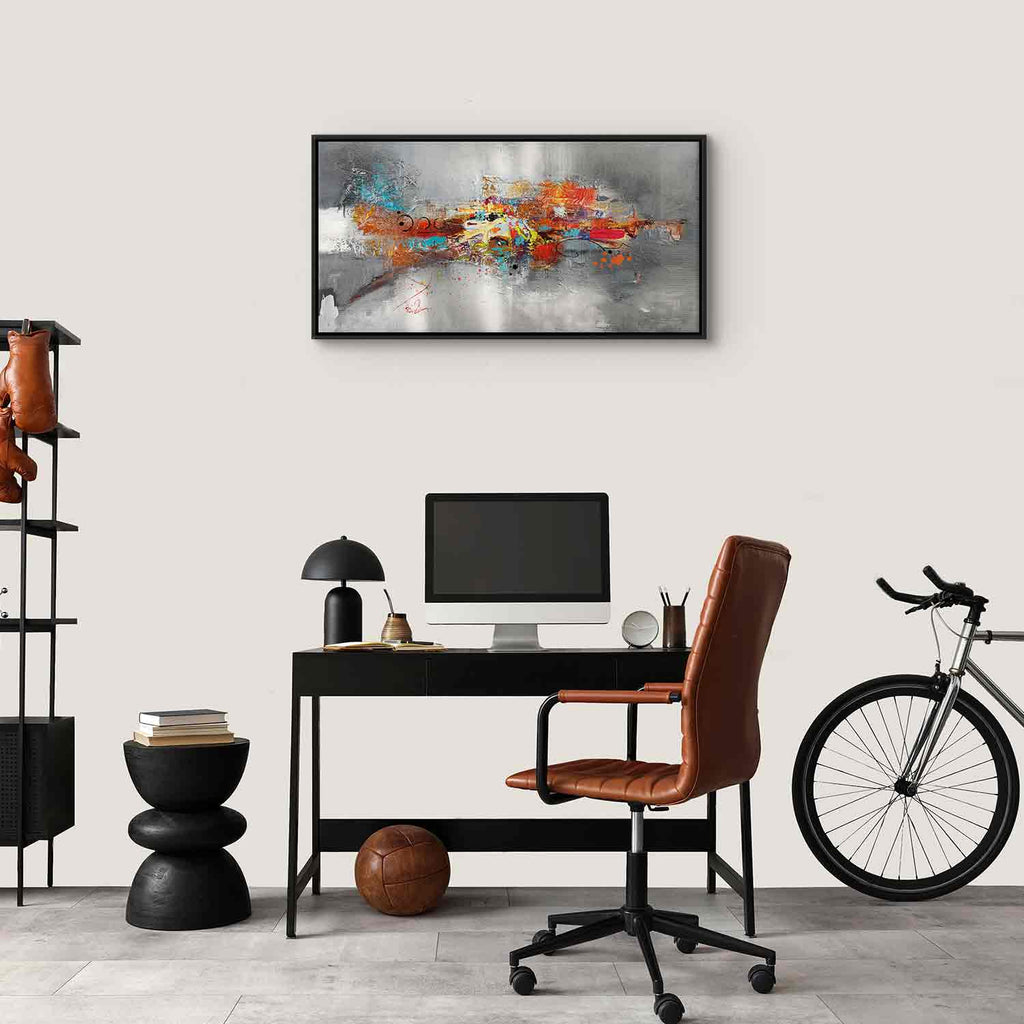 Abstract Grey Textured Wide Canvas Print